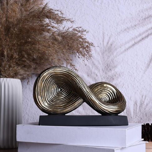 5.5‘’ Infinity Knot Sculpture - Abstract Decorative Object, Modern Infinity Loop Symbol for Home Decor, Knick Knacks for Shelves, Living Room Table, TV Stand, Geometric Coffee Table Statues(Gold) in Saudi Arabia