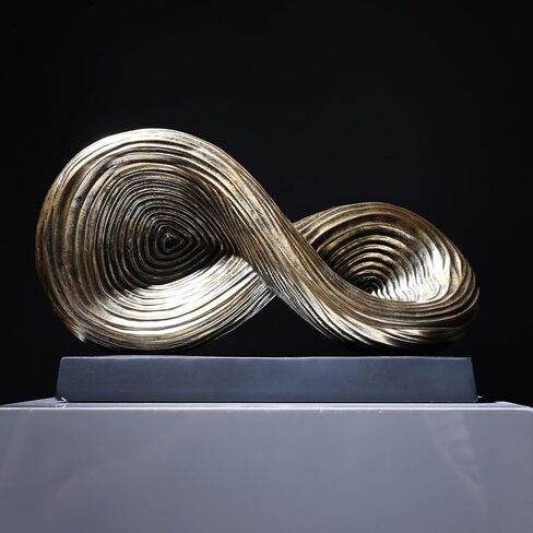 5.5‘’ Infinity Knot Sculpture - Abstract Decorative Object, Modern Infinity Loop Symbol for Home Decor, Knick Knacks for Shelves, Living Room Table, TV Stand, Geometric Coffee Table Statues(Gold) in Saudi Arabia