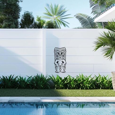 Zckjnoi Tiki Wall Decor - 15.8x7.9 Inch Polynesian Iron Wall Art, Outdoor Tiki Statue Decorations for Patio Garden, Hawaiian Home Decor Tribal Sculpture in Saudi Arabia