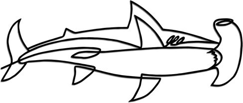 Slickss Hammerhead Shark Wall Decor، الحد الأدنى من فن الخط المعدني للحمام وغرفة المعيشة، هدية لمحبي القرش، تعليق على الحائط تحت عنوان المحيط، ديكور حمام القرش (17.9 بوصة × 7.5 بوصة) in Saudi Arabia