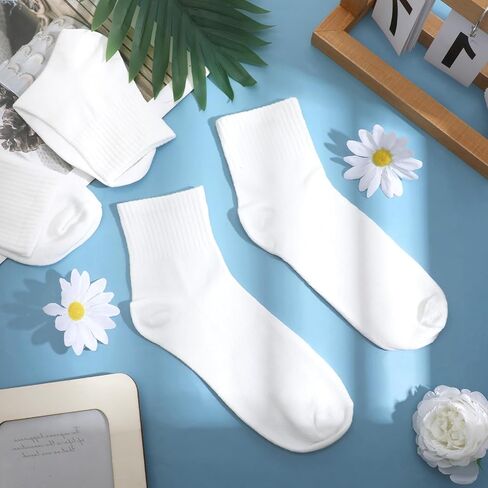 Yuanan 30 Pairs White Ankle Socks for Women, Athletic Ankle Socks Low Cut Sock Cotton Breathable Wicking Thin Ankles Sockes Bulk Gym Athletic Crew Sock for Adult Running Gym Workout in Saudi Arabia