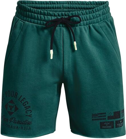 Under Armour Men's Project Rock Heavyweight Terry Shorts 1377439 (as1, Alpha, l, Regular, Regular, Coastal Teal/Ivory - 722) in Saudi Arabia