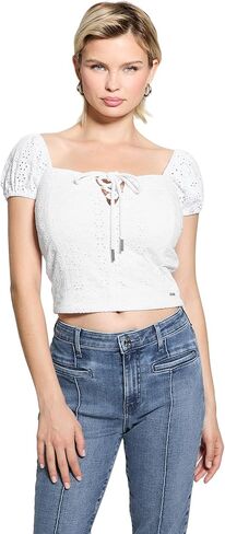 GUESS Women's Eco Short Sleeve Eliane Puffed Top in Saudi Arabia