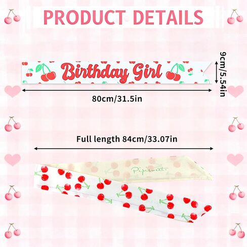 Srotmirw الكرز زينة عيد الميلاد عيد ميلاد فتاة وشاح ووشاح الرأس للنساء الفتيات الكرز تحت عنوان على أعلى زينة الحفلات Coquette الوردي ديكور الحفلات in Kuwait