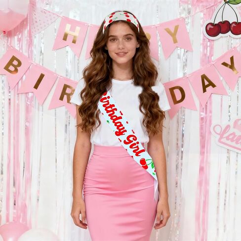 Srotmirw الكرز زينة عيد الميلاد عيد ميلاد فتاة وشاح ووشاح الرأس للنساء الفتيات الكرز تحت عنوان على أعلى زينة الحفلات Coquette الوردي ديكور الحفلات in Kuwait