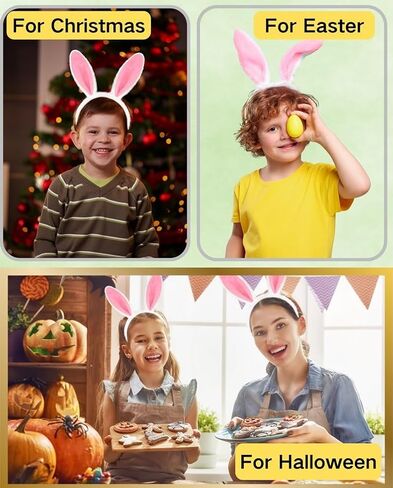 Delfd 10 Count Pink Bunny Ears Headband for Adults – Plush Rabbit Ears Headband for Easter, Costume, Halloween, or Everyday Use Bunny Ear Bulk in Saudi Arabia