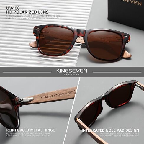 KINGSEVEN Black Walnut Sunglasses For Men And Women Wood Polarized Sun Glasses Men's Glasses Handmade UV400 Sunglasses in Saudi Arabia