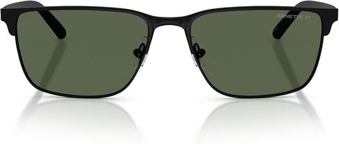 نظارات شمسية مستطيلة للرجال من Arnette AN3094 Hampere، مستقطبة باللون الأسود غير اللامع/الأخضر الداكن، 58 مم in Saudi Arabia