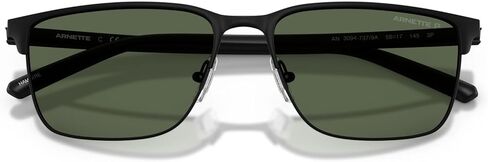 نظارات شمسية مستطيلة للرجال من Arnette AN3094 Hampere، مستقطبة باللون الأسود غير اللامع/الأخضر الداكن، 58 مم in Kuwait