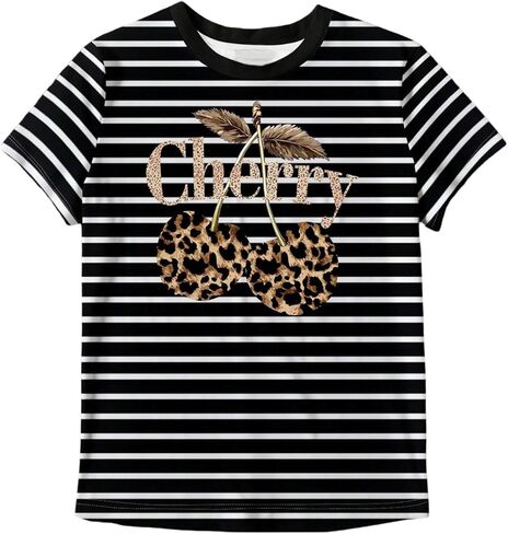 SweatyRocks Women's Heart Striped T Shirt Short Sleeve Shirt Crew Neck Casual Tee Top in Saudi Arabia