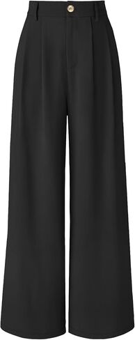 AUXDIO Womens Straight Leg Pants Casual High Waisted Stretchy Double Buttoned Trousers Work Business Dress Pant in Kuwait