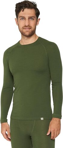 DANISH ENDURANCE Merino Thermal Underwear Mens, Long Sleeve Mens Thermals, Thermal Top for Men, Long Sleeve, Merino Wool Base Layer Men, with or Without a Zipper Large Dark Green 1-Pack in Saudi Arabia