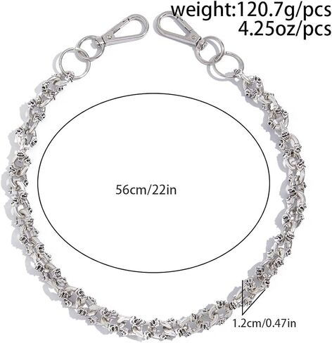 FOUTOUKEEP Skull Pants Chain Jeans Chains Clothing Accessories for Men Women, Hip Hop Gothic Punk 120G Heavy Duty Alloy, 56CM, Streetwear Hip Hop in Kuwait