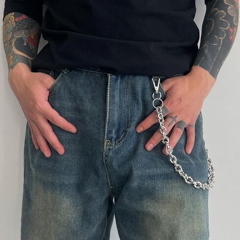 FOUTOUKEEP Skull Pants Chain Jeans Chains Clothing Accessories for Men Women, Hip Hop Gothic Punk 120G Heavy Duty Alloy, 56CM, Streetwear Hip Hop in Kuwait