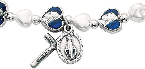 Miraculous Stretch Bracelet with Blue Enamel Heart Beads, Religious Jewelry in Saudi Arabia