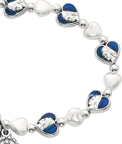 Miraculous Stretch Bracelet with Blue Enamel Heart Beads, Religious Jewelry in Saudi Arabia