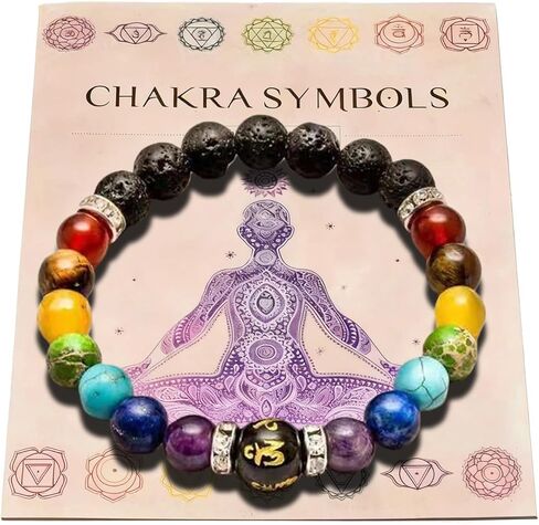 IQPDYV Chakra Bracelet for Women Natural Stone Healing Crystal Bracelet Crystal Anxiety Relief Bracelets for Meditation Relaxation Inspirational Jewelry Gift in Saudi Arabia