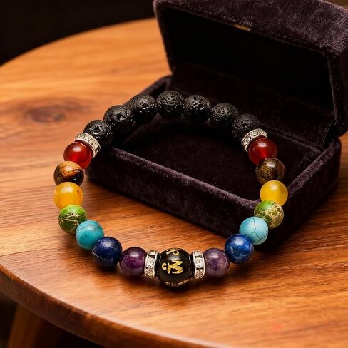 IQPDYV Chakra Bracelet for Women Natural Stone Healing Crystal Bracelet Crystal Anxiety Relief Bracelets for Meditation Relaxation Inspirational Jewelry Gift in Saudi Arabia