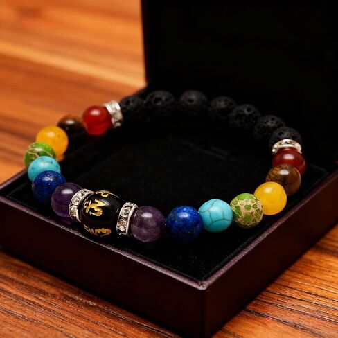 IQPDYV Chakra Bracelet for Women Natural Stone Healing Crystal Bracelet Crystal Anxiety Relief Bracelets for Meditation Relaxation Inspirational Jewelry Gift in Saudi Arabia