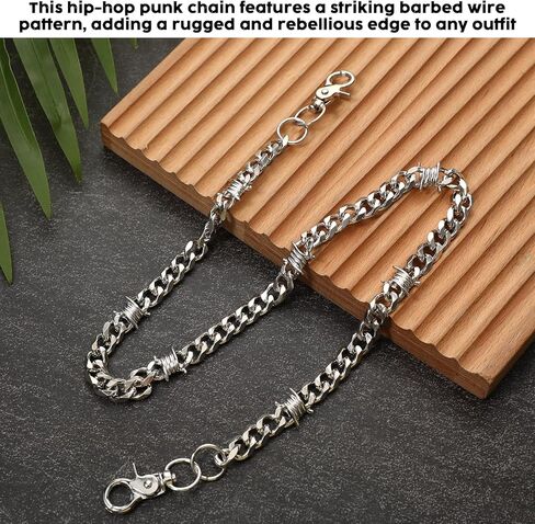 ElevateTech Wallet Chain 25''Heavy Biker Wallet Chain for Men Duty Pocket Chains with Round Clasp Pants Clothing Accessories Biker Motorcycle Pants Jean Punk Long Key ChainPocket Jean Chains for Keys in Saudi Arabia