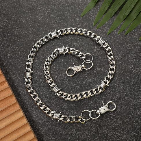 ElevateTech Wallet Chain 25''Heavy Biker Wallet Chain for Men Duty Pocket Chains with Round Clasp Pants Clothing Accessories Biker Motorcycle Pants Jean Punk Long Key ChainPocket Jean Chains for Keys in Saudi Arabia