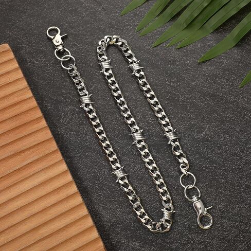ElevateTech Wallet Chain 25''Heavy Biker Wallet Chain for Men Duty Pocket Chains with Round Clasp Pants Clothing Accessories Biker Motorcycle Pants Jean Punk Long Key ChainPocket Jean Chains for Keys in Saudi Arabia
