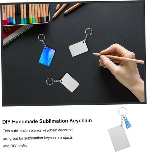 10 مجموعات من سلسلة المفاتيح التسامي فارغة DIY المعلقات للمشاريع الحرفية لسحاب تسحب العلامات الحالية وزخارف سلسلة المفاتيح اليدوية in Saudi Arabia