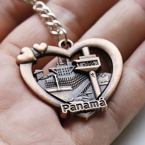 Gmbkouo قطعتين من سلاسل المفاتيح التذكارية للسفر في بنما - تصميم كلاسيكي على شكل قلب، هدية مدينة بنما القديمة in Kuwait