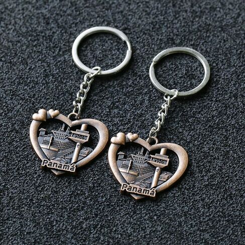 Gmbkouo قطعتين من سلاسل المفاتيح التذكارية للسفر في بنما - تصميم كلاسيكي على شكل قلب، هدية مدينة بنما القديمة in Kuwait