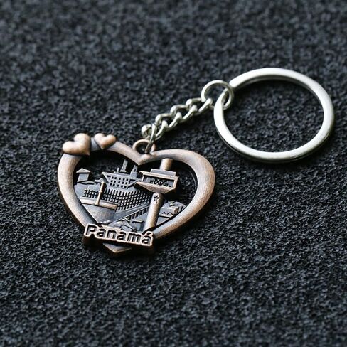 Gmbkouo قطعتين من سلاسل المفاتيح التذكارية للسفر في بنما - تصميم كلاسيكي على شكل قلب، هدية مدينة بنما القديمة in Kuwait