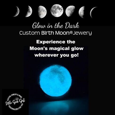 Custom Glow in the Dark Birth Moon Necklace – Personalized Stainless Steel Pendant with 1 to 4 Lunar Phase Charms, Engraved Date Jewelry for Mom, Wife, or Her Gift, Hypoallergenic & Nickel Free in Saudi Arabia