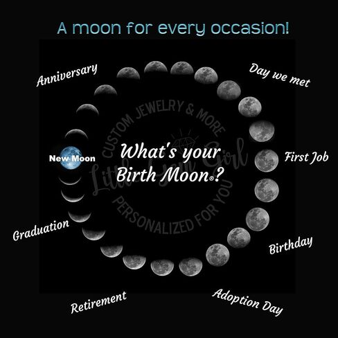 Custom Glow in the Dark Birth Moon Necklace – Personalized Stainless Steel Pendant with 1 to 4 Lunar Phase Charms, Engraved Date Jewelry for Mom, Wife, or Her Gift, Hypoallergenic & Nickel Free in Saudi Arabia