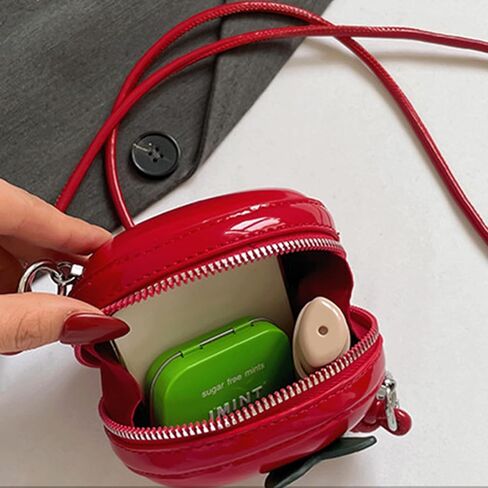 Tarvione Tomato Purse Cute Fruit Shaped Shoulder Bag Mini Round Novelty Vegan Leather Crossbody Handbag for Women in Saudi Arabia