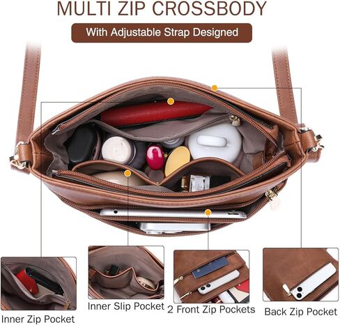 GAEKEAO Crossbody Bags for Women Trendy Vegan Leather Hobo Bag Shoulder Handbags Satchel Purse with Multi Zipper Pocket in Saudi Arabia