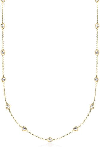 Ross-Simons 14kt Gold Bezel-Set Diamond Station Necklace in Saudi Arabia