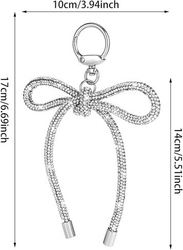 Ymapinc Silver Rhinestone Bow Keychain for Women – Elegant Bowknot Purse Charm, Y2K Bag Accessories, Cute Bow Key Ring for Handbags, Gifts in Saudi Arabia