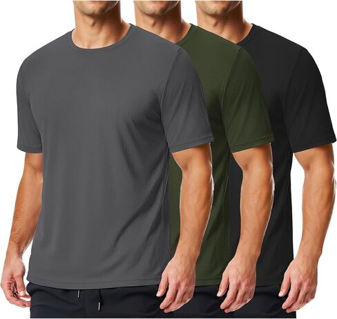 COOFANDY 3 Pack: Men’s Short Sleeve BreathableT-Shirts – Moisture Wicking Athletic Workout Gym Fitness Casual Tees in Saudi Arabia
