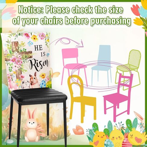 JarThenaAMCS 4Pcs Easter Chair Back Cover Watercolor Flower Egg Bunny Rabbit Cross Seat Covers Dining Chair Slipcover Protector for Spring Home Kitchen Decor in Saudi Arabia
