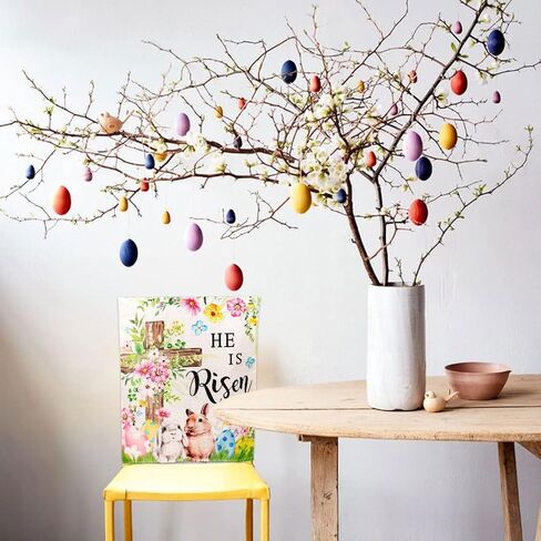JarThenaAMCS 4Pcs Easter Chair Back Cover Watercolor Flower Egg Bunny Rabbit Cross Seat Covers Dining Chair Slipcover Protector for Spring Home Kitchen Decor in Saudi Arabia
