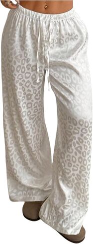 SHENHE Women's Leopard Print Wide Leg Pants Elastic High Waist Y2k Cheetah Pants Loose Trousers in Saudi Arabia