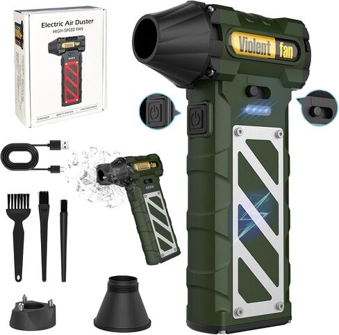 الهواء المضغوط - هواء الهواء الكهربائي ، 60 ميل في الساعة هواء معلبات للرياح لعدم خطوة للكمبيوتر/الكمبيوتر/المكبر/الإلكترونيات/التنظيف المنزلي ، منفاخ هواء 150000 دورة في الدقيقة لرش الهواء يمكن أن يغمر منظف لوحة المفاتيح (أخضر) in Kuwait