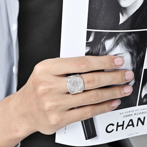 Men's Seals of The Seven Archangels Rings Solomon Kabbalah Ring Stainless Steel Hexagram Triangle Star of David Protection Amulet Silver Ring for Women Anniversary Xmas Gift in Saudi Arabia