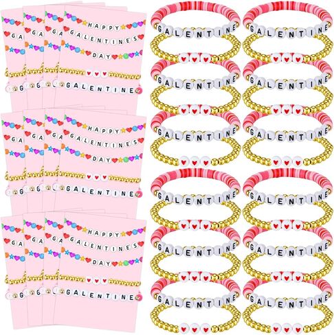 Huquary 12 Set Happy Galentines Day Bracelets BFF Adjustable Friendship Bracelets with Card Galentines Day Gifts Set for Sister Bestie Best Friends in Saudi Arabia