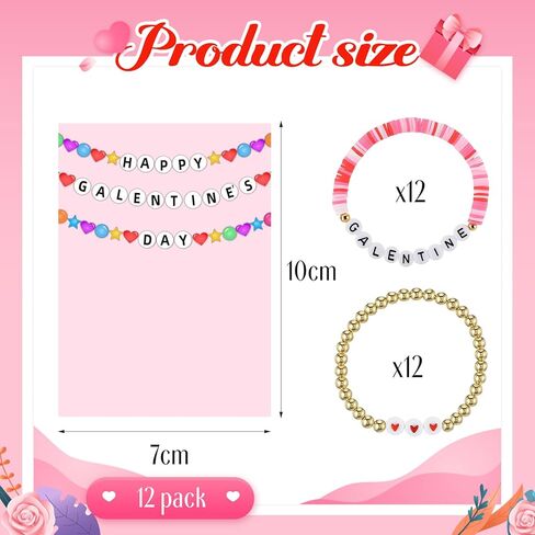 Huquary 12 Set Happy Galentines Day Bracelets BFF Adjustable Friendship Bracelets with Card Galentines Day Gifts Set for Sister Bestie Best Friends in Saudi Arabia