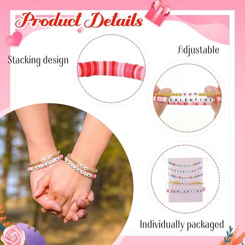 Huquary 12 Set Happy Galentines Day Bracelets BFF Adjustable Friendship Bracelets with Card Galentines Day Gifts Set for Sister Bestie Best Friends in Saudi Arabia