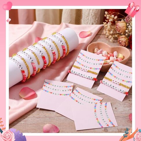 Huquary 12 Set Happy Galentines Day Bracelets BFF Adjustable Friendship Bracelets with Card Galentines Day Gifts Set for Sister Bestie Best Friends in Saudi Arabia