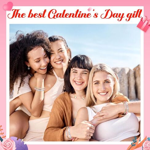 Huquary 12 Set Happy Galentines Day Bracelets BFF Adjustable Friendship Bracelets with Card Galentines Day Gifts Set for Sister Bestie Best Friends in Saudi Arabia