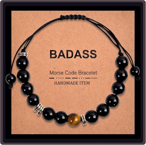 Morse Code Bracelet for Women Men - 8 mm Natural Stone Bracelet with Box, Inspirational Christmas Birthday Gift in Saudi Arabia