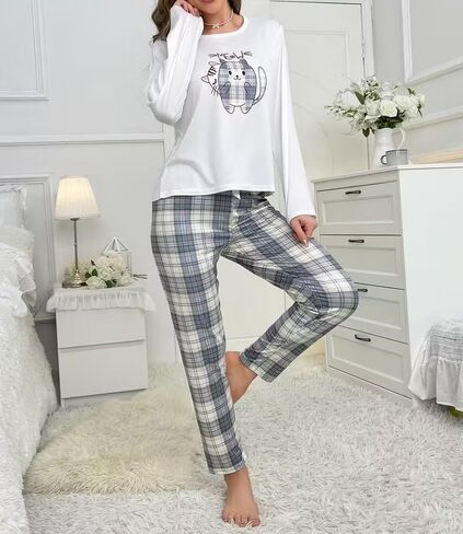 Pajama Set for Women 2 Piece Lounge Pjs Lounge Sets Long Sleeve Tops and Long Pants Soft Comfy Outfits in Saudi Arabia