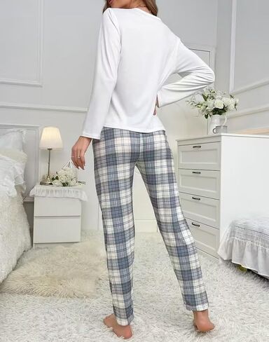 Pajama Set for Women 2 Piece Lounge Pjs Lounge Sets Long Sleeve Tops and Long Pants Soft Comfy Outfits in Saudi Arabia